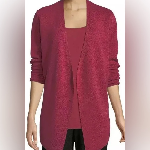 EILEEN FISHER Angle-Front Silky Tencel Cardigan - Picture 4 of 6